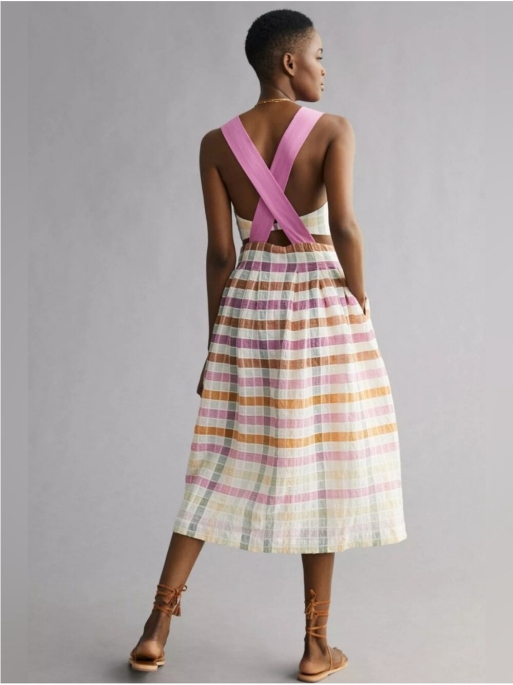 Anthropologie Maeve ombré Pastel Striped Sundress in Pink, Peach - Picture 2 of 8